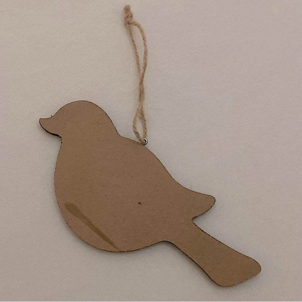 Wooden Polka Dot Gold Bird Ornament